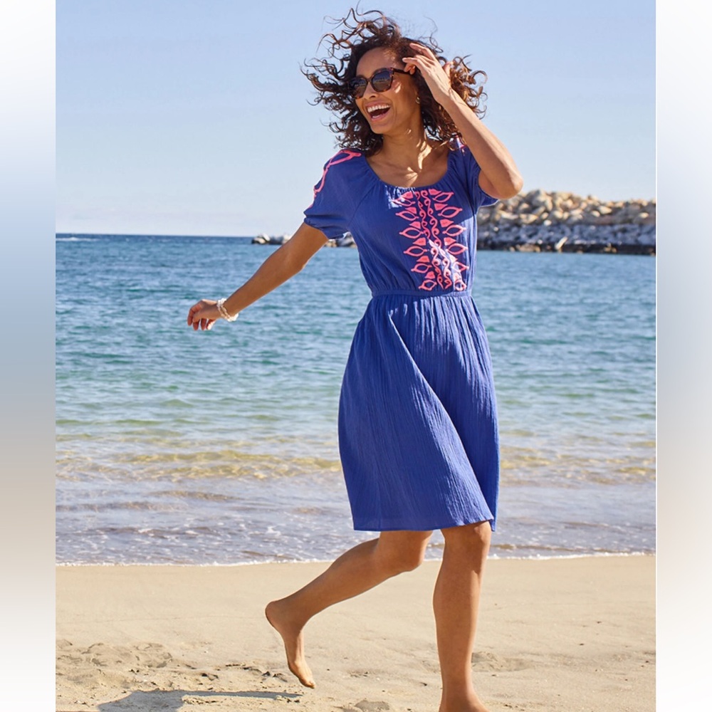 CRINKLE GAUZE SQUARE NECK DRESS